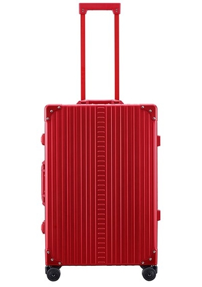 Aleon Traveler Checked 26 Suitcase in Ruby - Red. Size all.