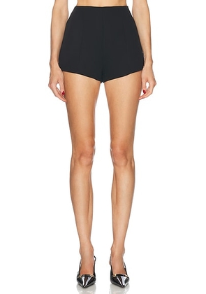 EAVES Naftali Polished Crepe Mini Shorts in Black - Black. Size XL (also in ).