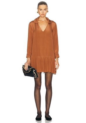 BODE Eddy Dress in Brown - Brown. Size L (also in M, S, XS).