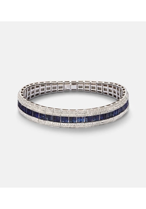 Shay Jewelry Diamond Pave Scales Stretch 18kt white gold bracelet with sapphires and diamonds