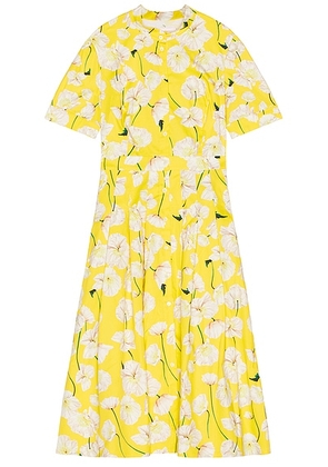 Carolina Herrera Short Sleeve Midi Dress in Taxi Cab Multi in Taxi Cab Mutli - Yellow. Size 12 (also in ).