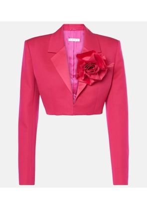 Area Floral-applique cropped wool blazer