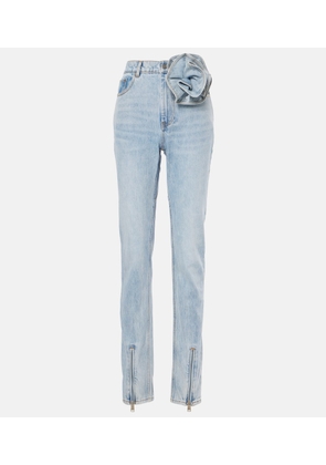 Area Floral-applique high-rise straight jeans