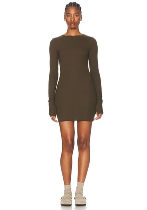 Eterne Long Sleeve Crewneck Mini Dress in Moss - Army. Size L (also in XL).