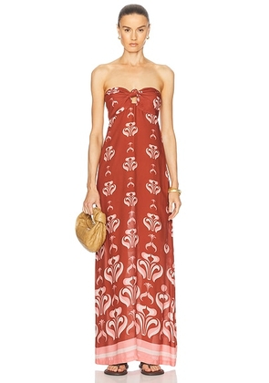 ADRIANA DEGREAS Vintage Lily Long Dress in Unique - Brick. Size L (also in ).