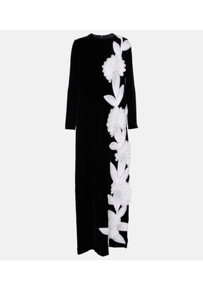 Costarellos Floral applique crepe gown