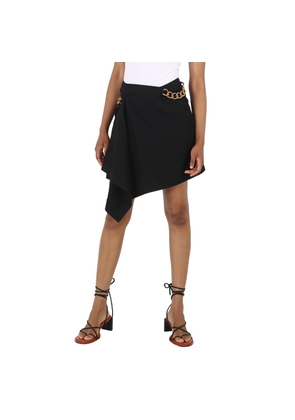 Givenchy Ladies Black Chain-detail Wrap Mini Skirt
