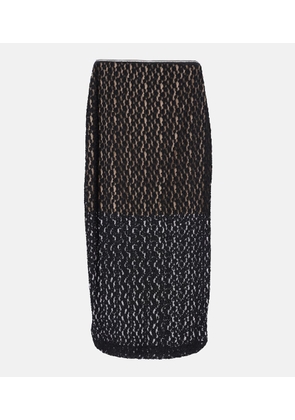 Vince Floral sheer smocked lace midi skirt