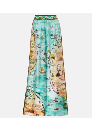 Alemais Swell printed silk twill pants
