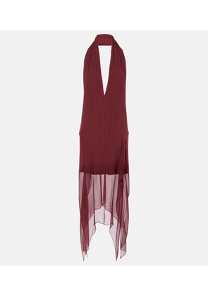Ferragamo Asymmetric silk georgette minidress