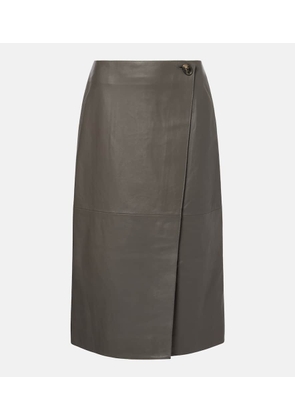 Yves Salomon Leather midi skirt