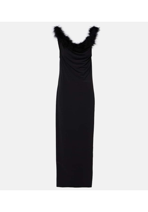 Coperni Boa feather-trimmed maxi dress
