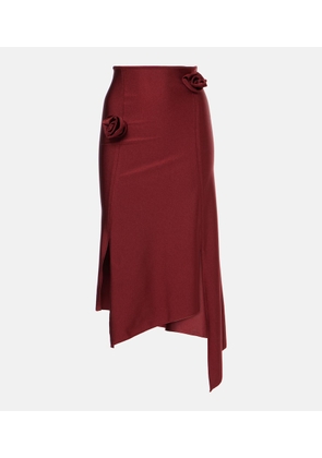 Coperni Floral-applique asymmetric midi skirt