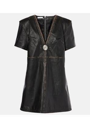 Area Studded leather shirt dress