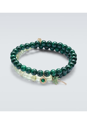 Sydney Evan 14kt yellow gold set of 2 bracelets with emeralds and diamonds