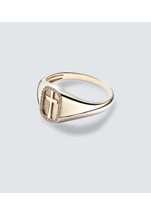 Sydney Evan Cross Icon 14kt gold ring with diamonds