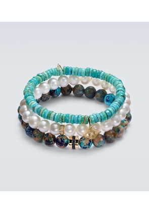 Sydney Evan Set of 3 14kt gold bracelets with gemstones