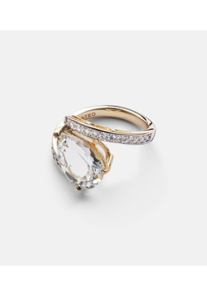 Mateo Slanted 14kt gold ring with topaz and diamonds