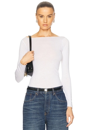 Aya Muse Boatneck Long Sleeve Tee in White - White. Size L (also in M).