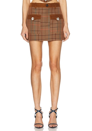AREA Crystal Mini Skirt in Caramel Mulit - Brown. Size 2 (also in 4, 6, 8).