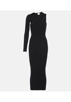 Courreges Asymmetric ribbed-knit midi dress
