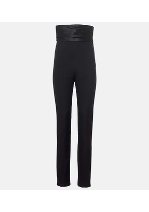 Khaite Lenro satin-trimmed high-rise slim pants