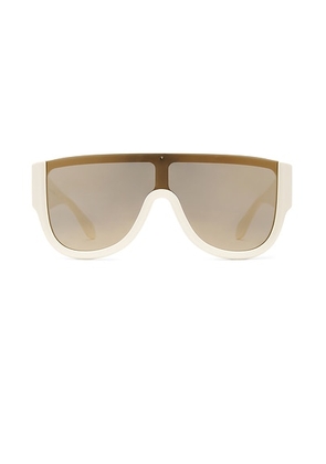 ALAÏA Shield Sunglasses in White & Gold - White. Size all.