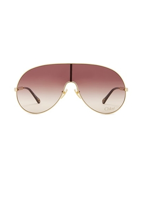 Chloe Aly Sunglasses in Gold & Brown - Metallic Gold. Size all.