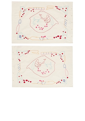 BODE Garden Party Pillowcases in Ecru Multi - Cream. Size all.