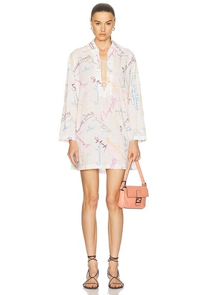 BODE Signature Scrawl Dress in White Multi - White. Size M (also in S, XS).