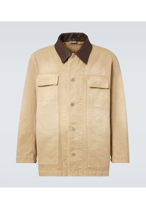 Auralee Leather-trimmed cotton duck jacket