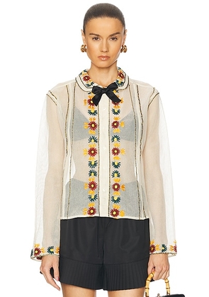 BODE Candyfloss Blouse in White Multi - Ivory. Size L (also in S).