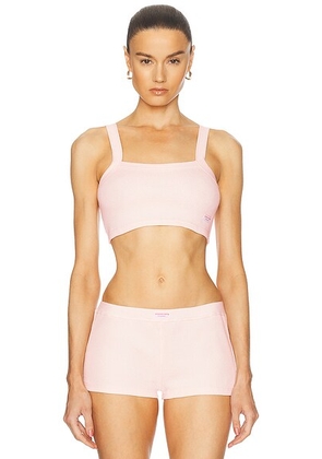 Alexander Wang Cropped Waffle Cami Top in Pearl - Blush. Size L (also in ).