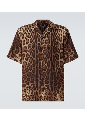 Dolce&Gabbana Leopard-print silk bowling shirt