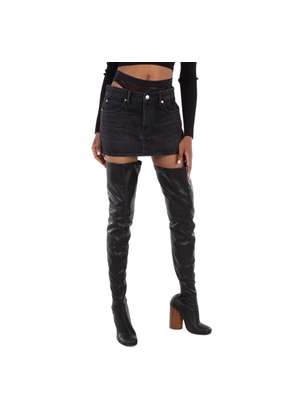 T by Alexander Wang Crystal Hotfix Mini Denim Skirt