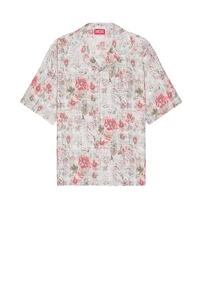 Diesel Leys Short Sleeve Button Down in Multi - Grey,Rose. Size 48 (also in 52).