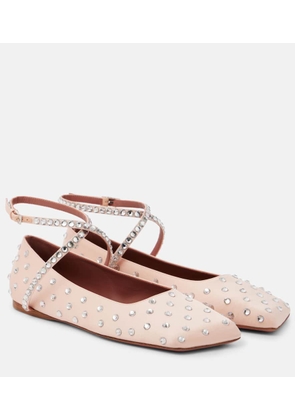 Amina Muaddi Ane crystal-embellished satin ballet flats