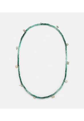 Sydney Evan 14kt gold charm necklace with emeralds