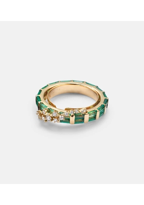 Ananya Scatter 18kt gold ring with emeralds and diamonds