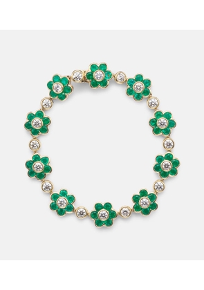 Anita Ko Flora 18kt yellow gold bracelet with emeralds and diamonds