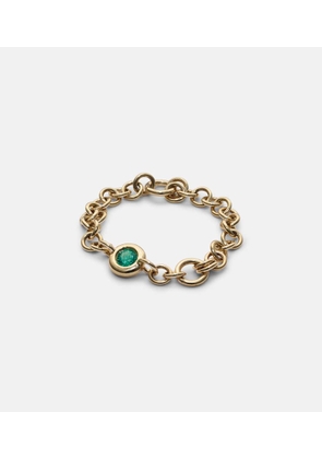 Spinelli Kilcollin Gravity Estrella 18kt gold chain ring with emerald