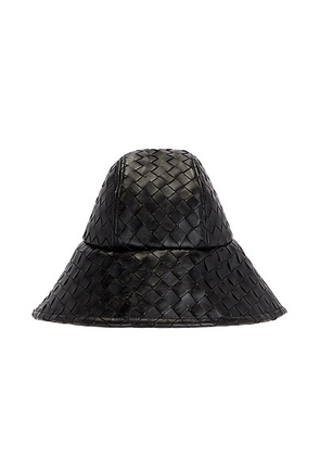 Bottega Veneta Leather Intrecciato Hat in Black - Black. Size S (also in ).