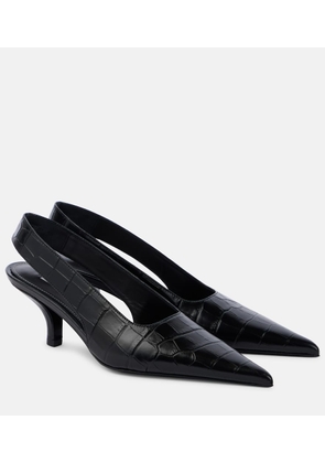 Toteme Croc-effect leather slingback pumps