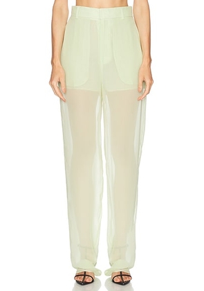 Blumarine Sheer Straight Leg Trouser in Nile Green - Green. Size 38 (also in 40, 42).