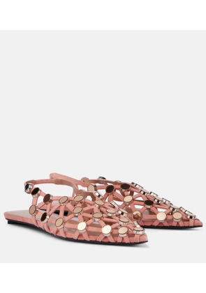 The Attico Grid embellished suede slingback flats