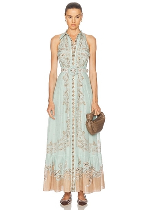 HEMANT AND NANDITA Long Shirt Buckle Belt Dress in Blue Brown - Blue. Size M (also in S).