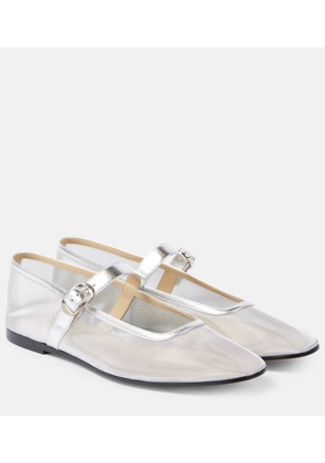 Le Monde Beryl Leather-trimmed mesh ballet flats