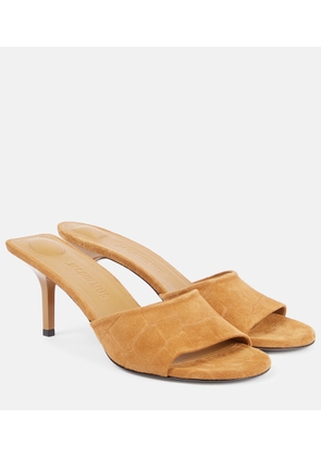 Jacquemus Cubisto 70 croc-effect suede mules