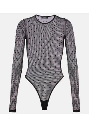 Wardrobe.NYC Polka-dot sheer mesh bodysuit