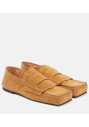 Jacquemus Carre croc-effect suede penny loafers